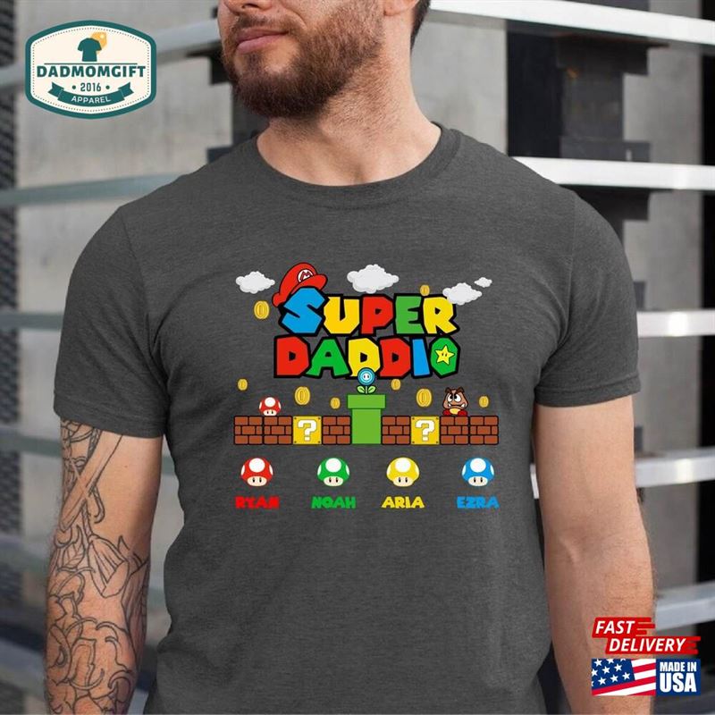 Personalized Super Daddio Game Shirt Custom Kids Name Dad Funny Father Sweatshirt Classic