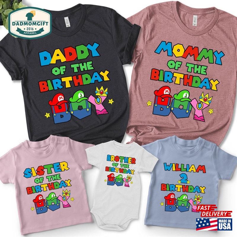 Personalized Super Family Birthday Shirt Daddio Momio Custom Shirts For Boys Classic Sweatshirt