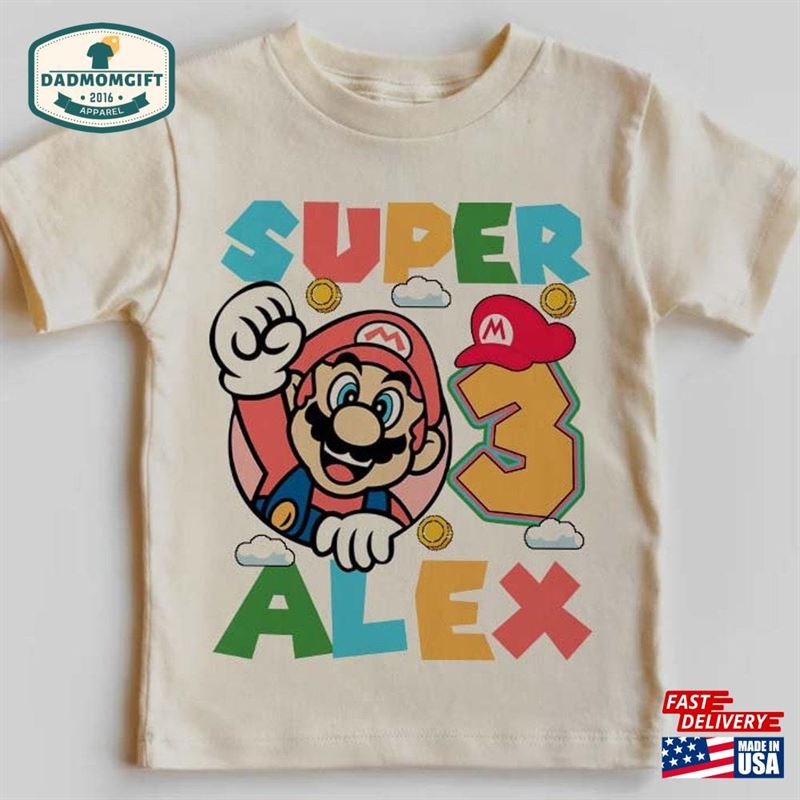 Personalized Super Mario Birthday Shirt Custom Party Cousin T-Shirt Classic