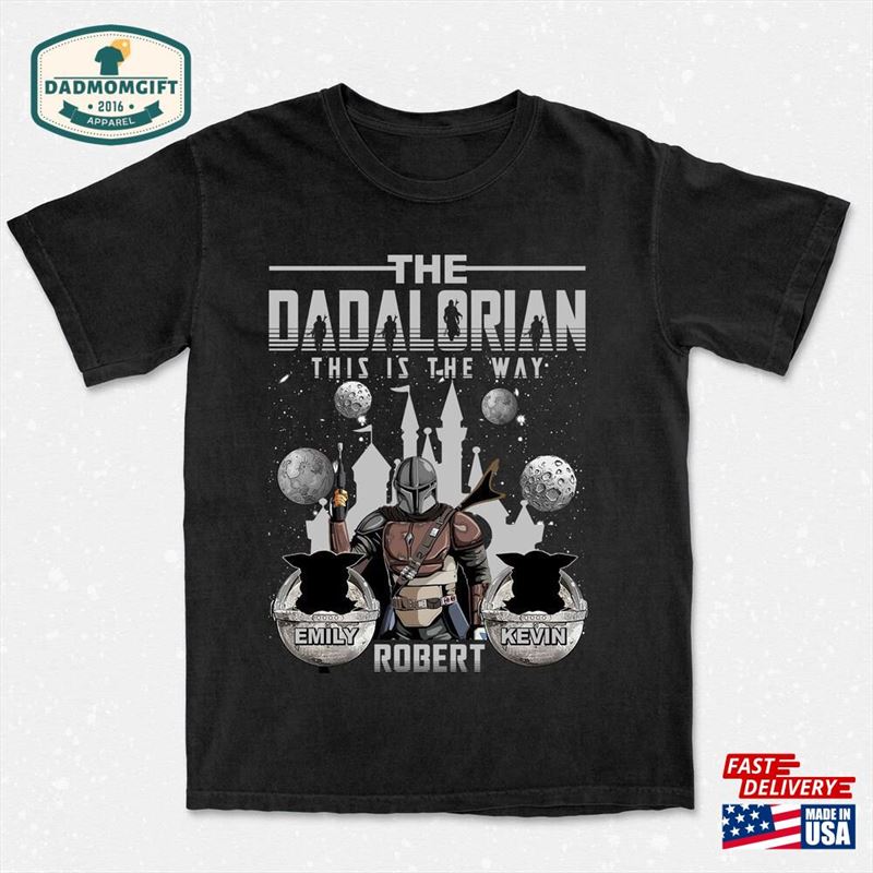 Personalized The Dadalorian With Kids Name Shirt Custom Father T-Shirt Classic