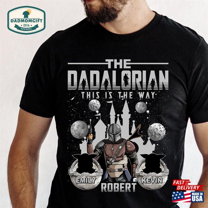 Personalized The Dadalorian With Kids Name Shirt Custom Father T-Shirt Classic