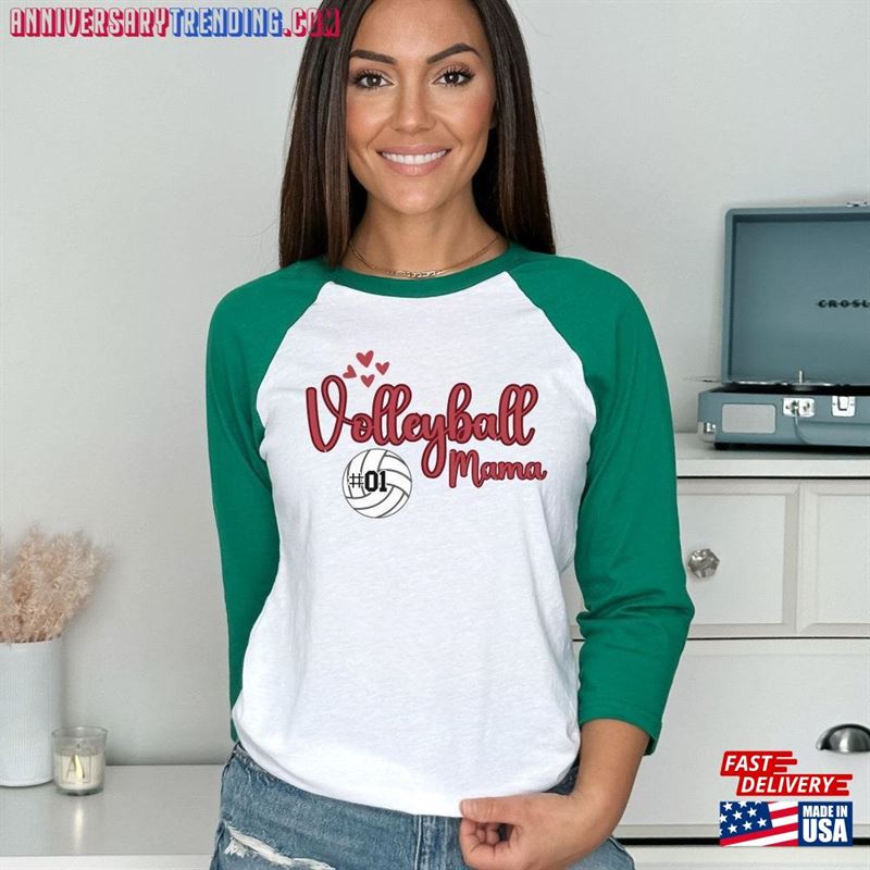 Personalized Volleyball Mama Tee Custom Player Number Raglan Shirt For Mom Game Day Classic Hoodie -Bipubunny Store