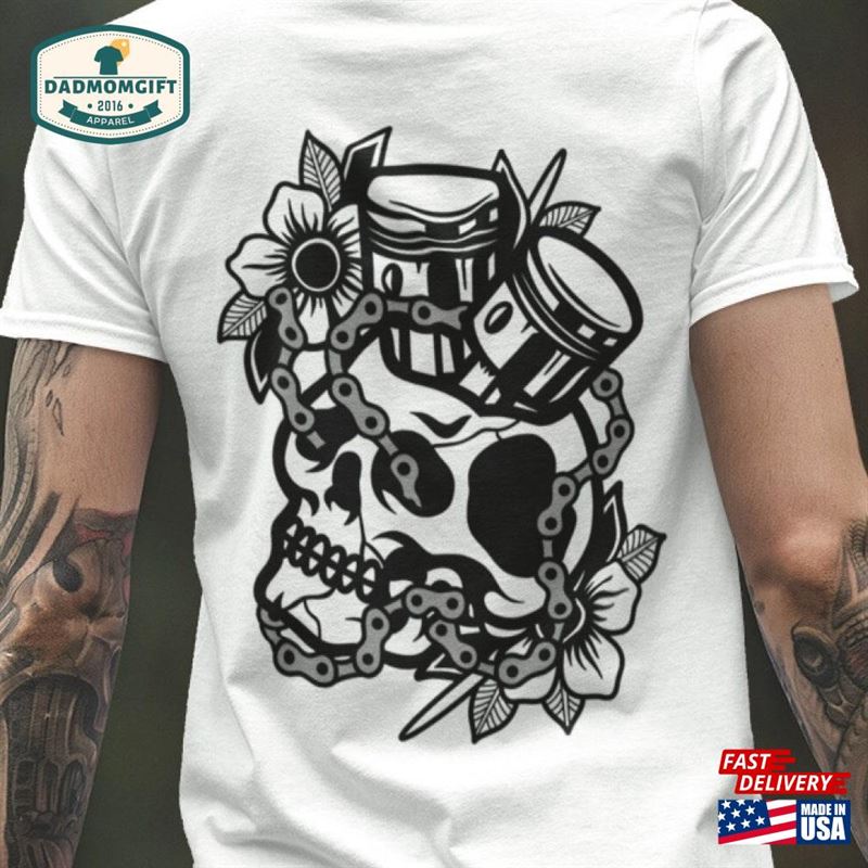 Piston Skull Shirt Flower Mechanic Hoodie Classic