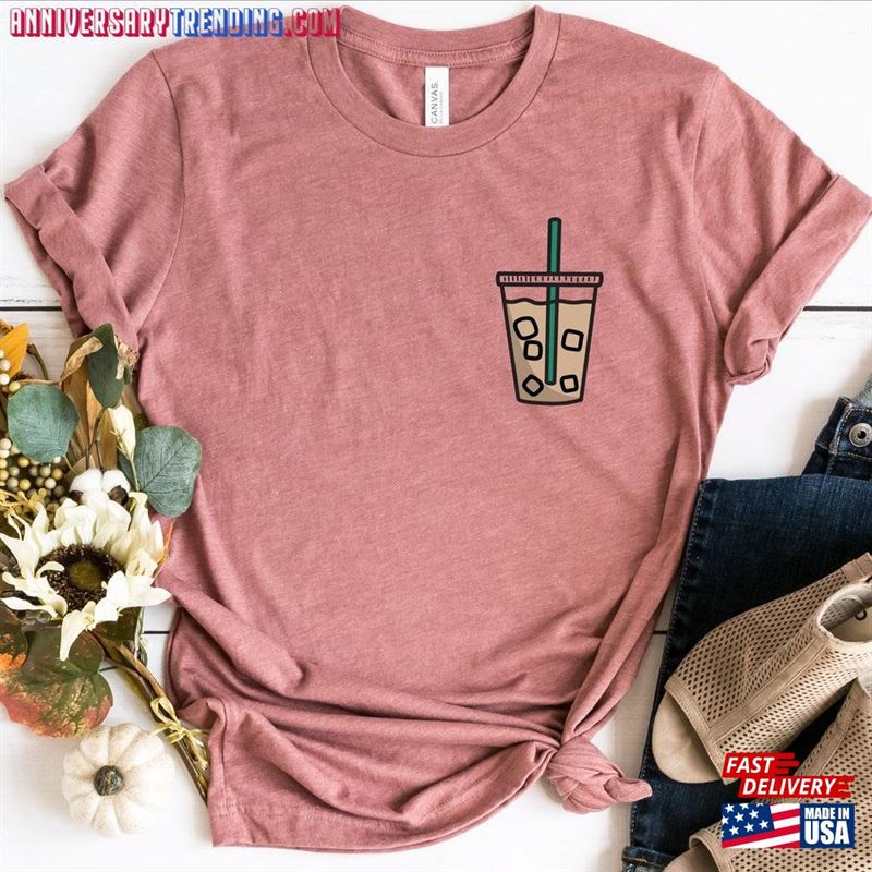 Pocket Size Iced Coffee Shirt Cup Lover Gift T-Shirt Unisex – Bipubunny Store