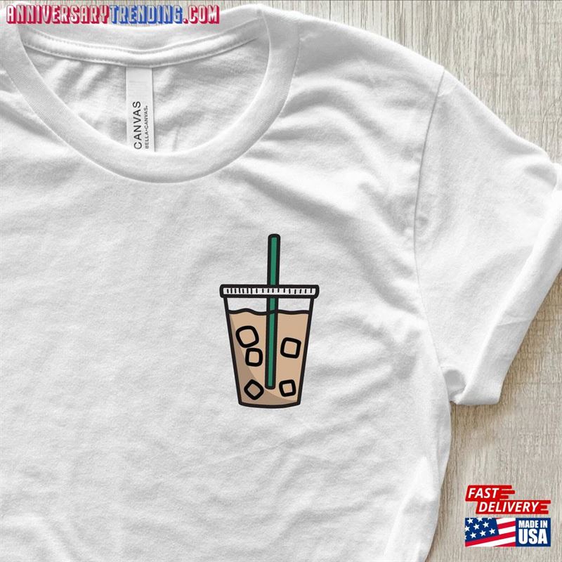 Pocket Size Iced Coffee Shirt Cup Lover Gift T-Shirt Unisex – Bipubunny Store