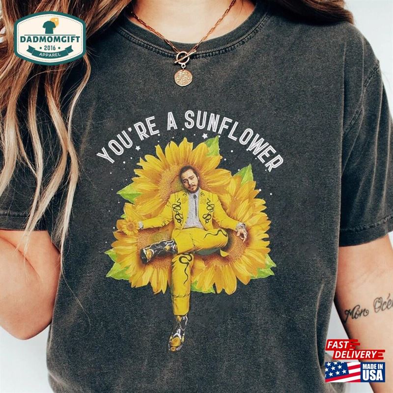 Post Malone T-Shirt Concert Fan Merch Sunflower Vintage Style Pop Music Hoodie