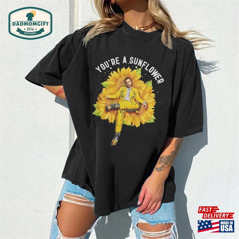 Post Malone T-Shirt Concert Fan Merch Sunflower Vintage Style Pop Music Hoodie