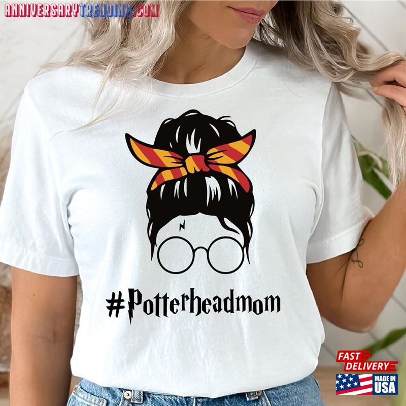 Potterheadmom Shirt Messy Bun Mother Potter Lover Unisex Sweatshirt – Bipubunny Store