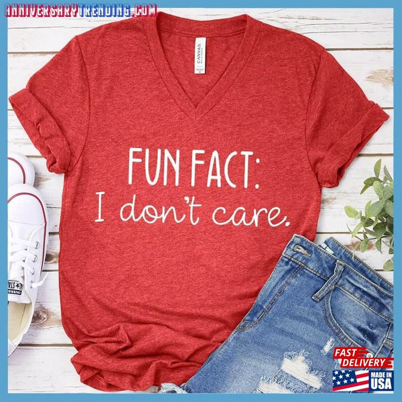 Premium V Neck Shirt I Don’t Care Women T-Shirt Hoodie -Bipubunny Store