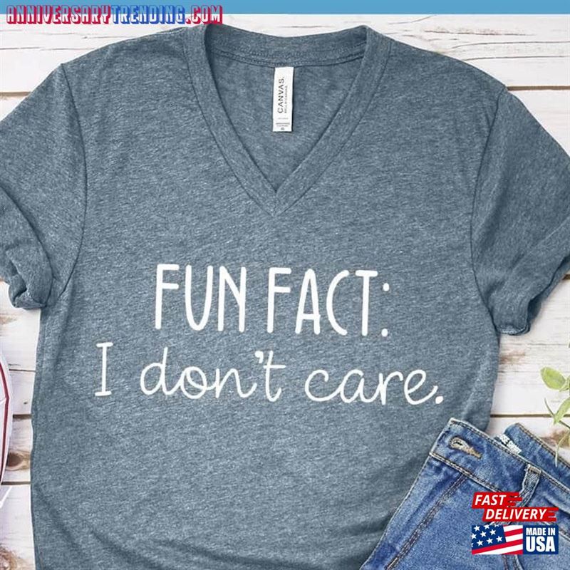 Premium V Neck Shirt I Don’t Care Women T-Shirt Hoodie -Bipubunny Store