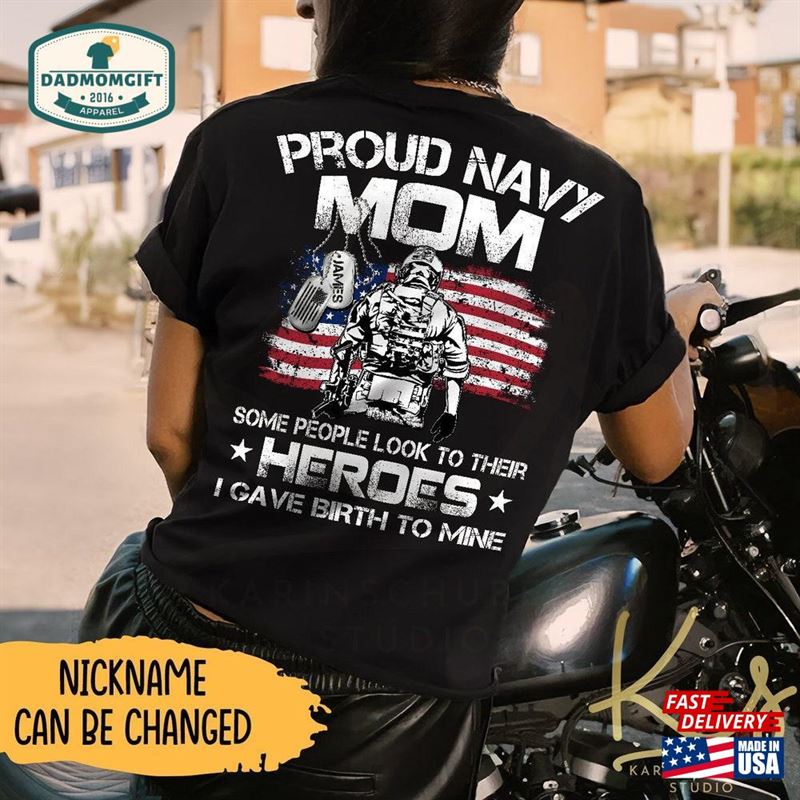 Proud Navy Mom Shirt Dad Custom Matching Family Hoodie Classic