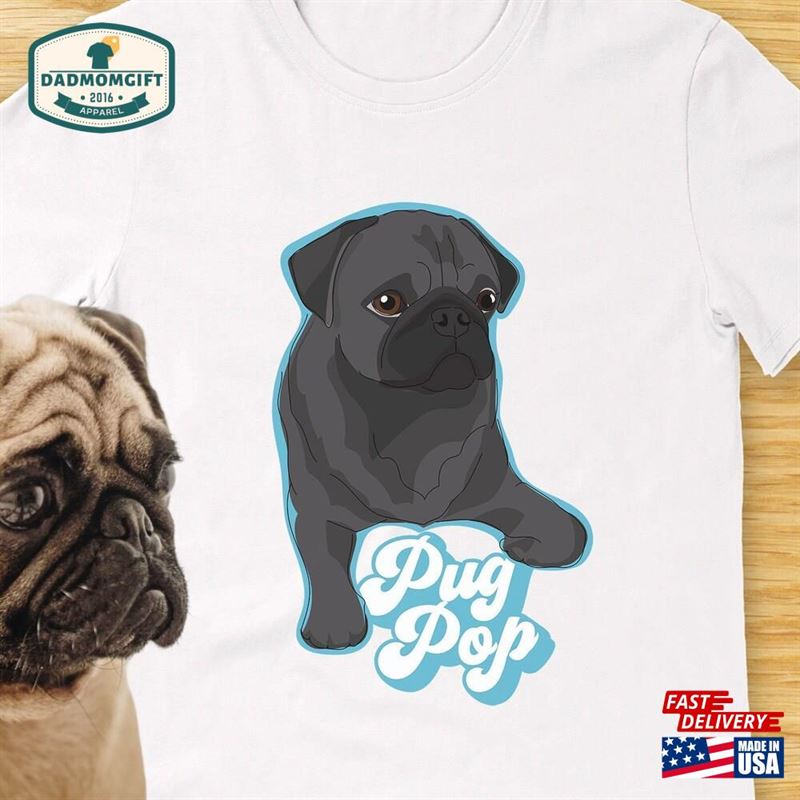 Pug Dad Shirt Dog Breed With Fun Retro Pop Design Perfect For Dads Fathers Day Or Doggie Birthday Hoodie Classic