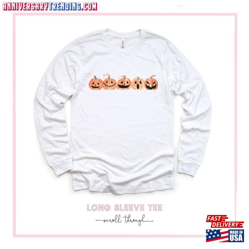 Pumpkin Shirt Long Sleeve Jack O Lantern Hoodie Classic – Bipubunny Store