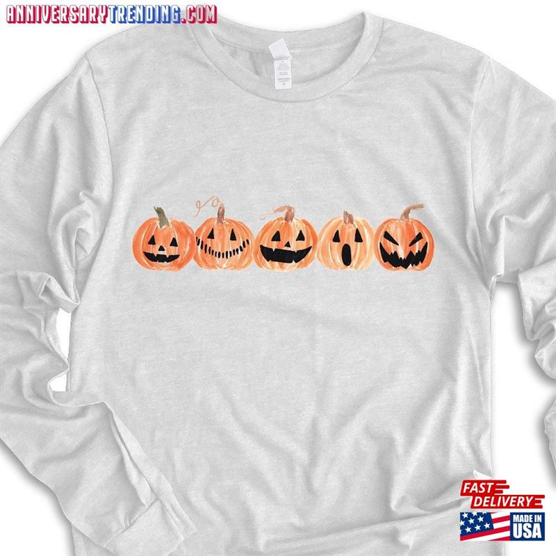 Pumpkin Shirt Long Sleeve Jack O Lantern Hoodie Classic – Bipubunny Store