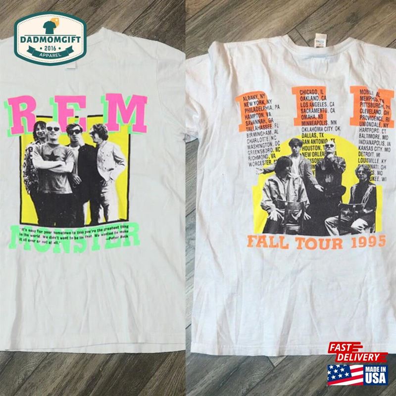 R E M Monster Tour T-Shirt Rem Fall 1995 Shirt 90S Rock Band Concert Unisex