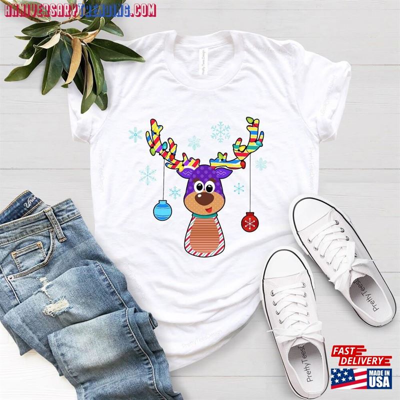 Reindeer Christmas Shirt Peeping Lights Sweatshirt Classic – Bipubunny Store