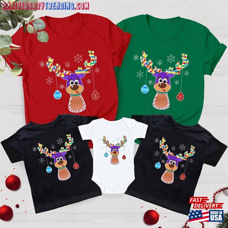 Reindeer Christmas Shirt Peeping Lights Sweatshirt Classic – Bipubunny Store