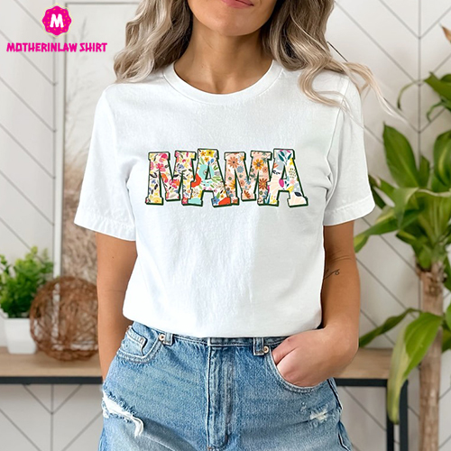 Retro Flower Mama T-shirt, Shirt for Mom for Mother’s Day, Mama T-Shirt, Mom Shirt for Mom for Mother’s Day, Mama T-shirt