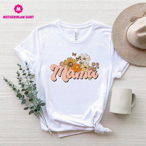 Retro Flowers Mama Shirt, Mama T-Shirt, Vintage Mama Shirt, Retro Mama T-Shirt, Sunflower Mama Shirts, Mothers Day Gift Shirt, Cute Mama Tee