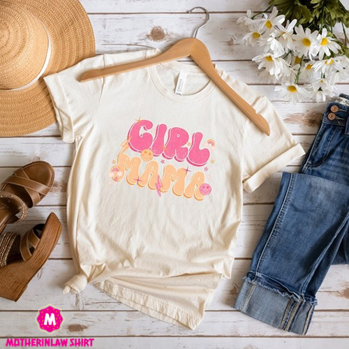 Retro Girl Mama Shirt, Girl Mom Shirt,Boho Mama Tee,Mother’s Day Gift,Motherhood Shirt,Mama Shirt,Mom Life Shirt,Cute Mom Shirt,Mama T-shirt