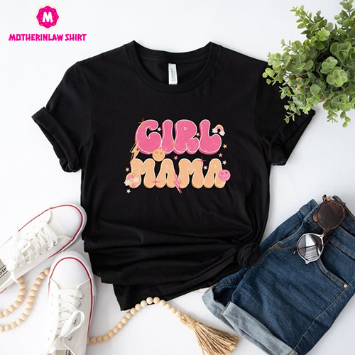 Retro Girl Mama Shirt, Girl Mom Shirt,Boho Mama Tee,Mother’s Day Gift,Motherhood Shirt,Mama Shirt,Mom Life Shirt,Cute Mom Shirt,Mama T-shirt