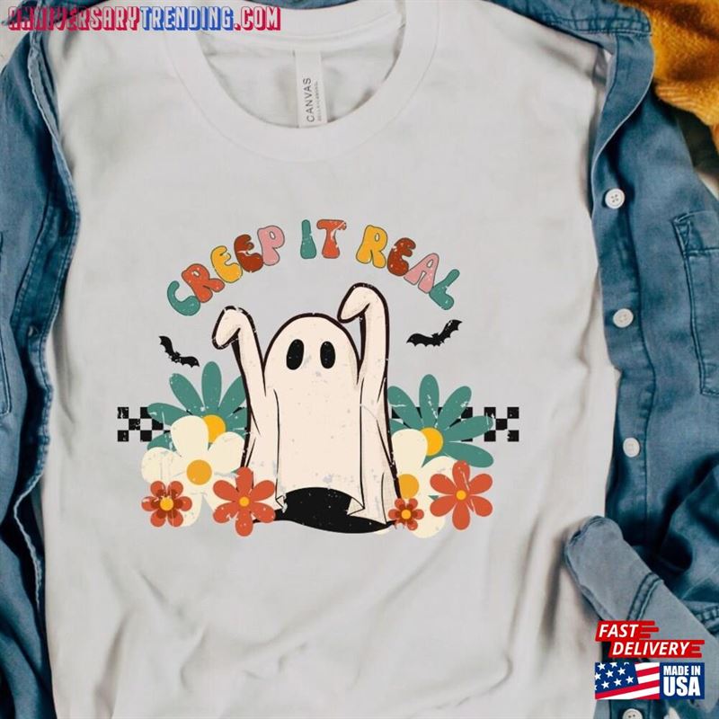 Retro Halloween Shirt Creep It Real Vintage Ghost Hoodie Sweatshirt – Bipubunny Store