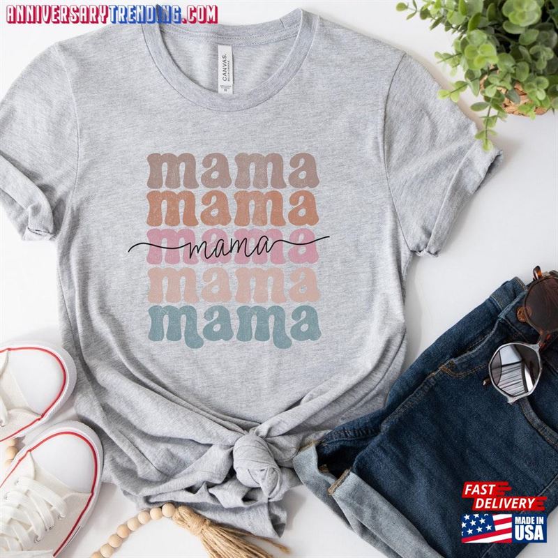 Retro Mama Crewneck Row Shirt T-Shirt Classic – Bipubunny Store