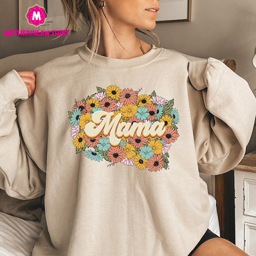 Retro Mama Floral Sweatshirt, Mama Floral Sweater, Gift For Mom, Mother’s Day Gift, Mom Sweat