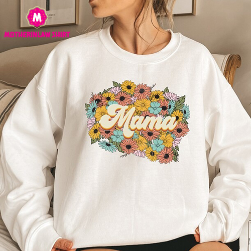 Retro Mama Floral Sweatshirt, Mama Floral Sweater, Gift For Mom, Mother’s Day Gift, Mom Sweat