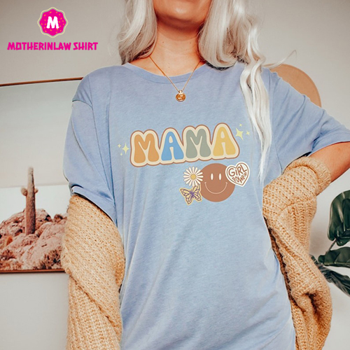 Retro Mama FlowerT Shirt, Boho Mom Friend Gift, Mama of Girls Shirt Gift, Spring Mama Gift Tee, Floral Boy Mom Shirt, Mother Friend Gift Her