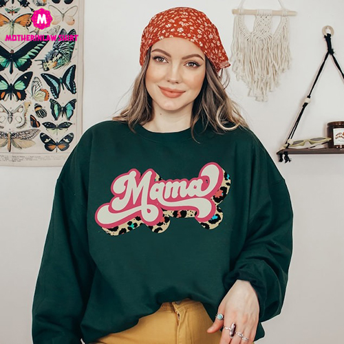 Retro Mama Sweatshirt mama leapored Sweatshirt, Mom Sweatshirt, gift for Mothers Day, Mom Life Sweatshirt, Sweatshirt for Mother’s Day