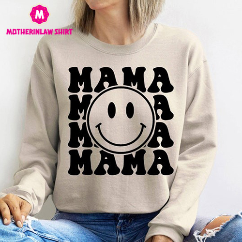 Retro Mama Sweatshirt, Mama Lightning Shirt, Mother’s Day Gift, Grunge Mama Shirt, Retro Mom Shirt, Gift For Mom, Mother Vibes, Smiley Face