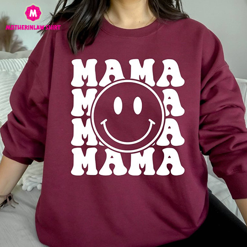 Retro Mama Sweatshirt, Mama Lightning Shirt, Mother’s Day Gift, Grunge Mama Shirt, Retro Mom Shirt, Gift For Mom, Mother Vibes, Smiley Face