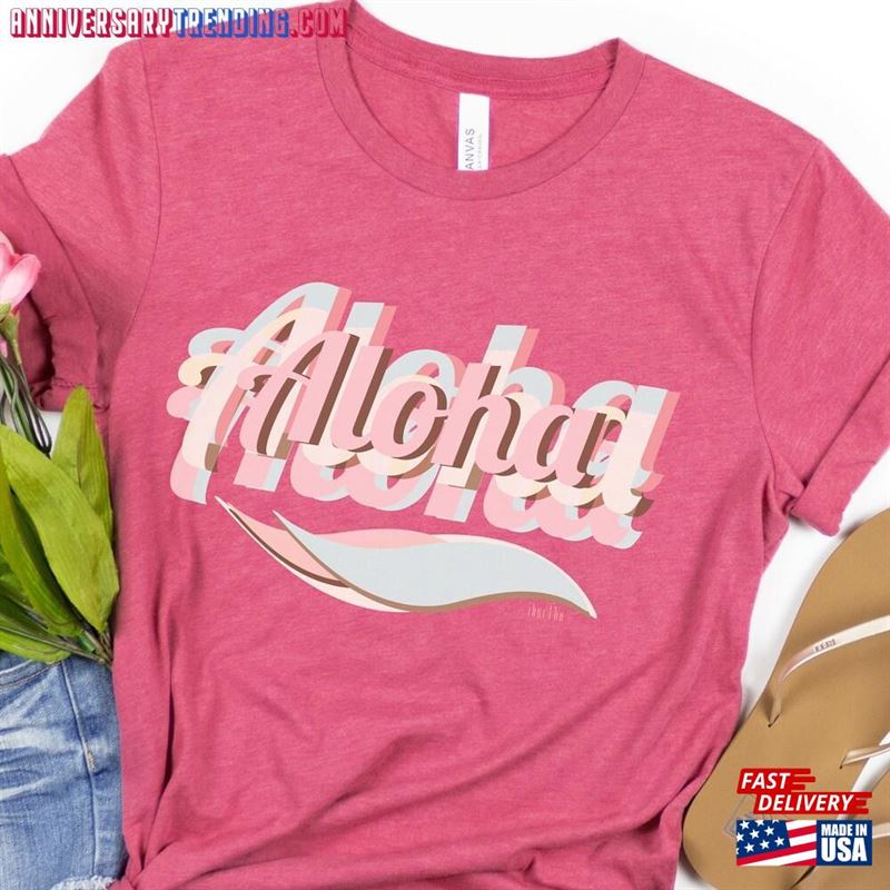 Retro Pastel Aloha T-Shirt Beachy Vibes Tee Mom Graphic Summer Tees Cali Coast Women’s Beach Unisex Sweatshirt – Bipubunny Store