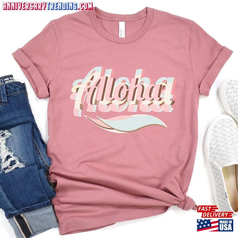 Retro Pastel Aloha T-Shirt Beachy Vibes Tee Mom Graphic Summer Tees Cali Coast Women’s Beach Unisex Sweatshirt – Bipubunny Store