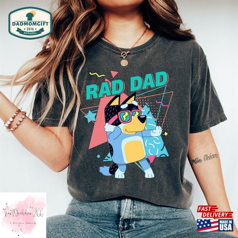 Retro Rad Dad Bluey Shirt Bandit Heeler Father Hoodie Unisex