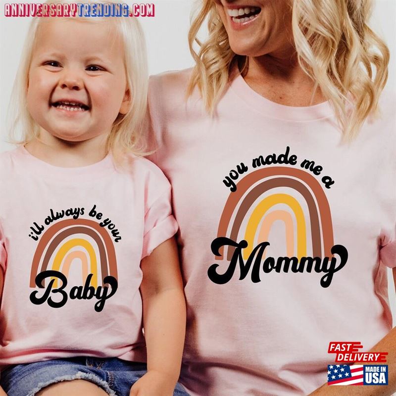 Retro Rainbow Mother’s Day Gift You Made Me A Mommy T-Shirt Hoodie -Bipubunny Store