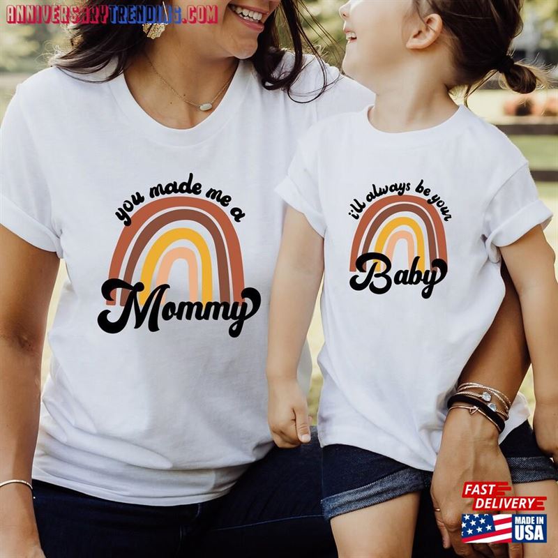 Retro Rainbow Mother’s Day Gift You Made Me A Mommy T-Shirt Hoodie -Bipubunny Store