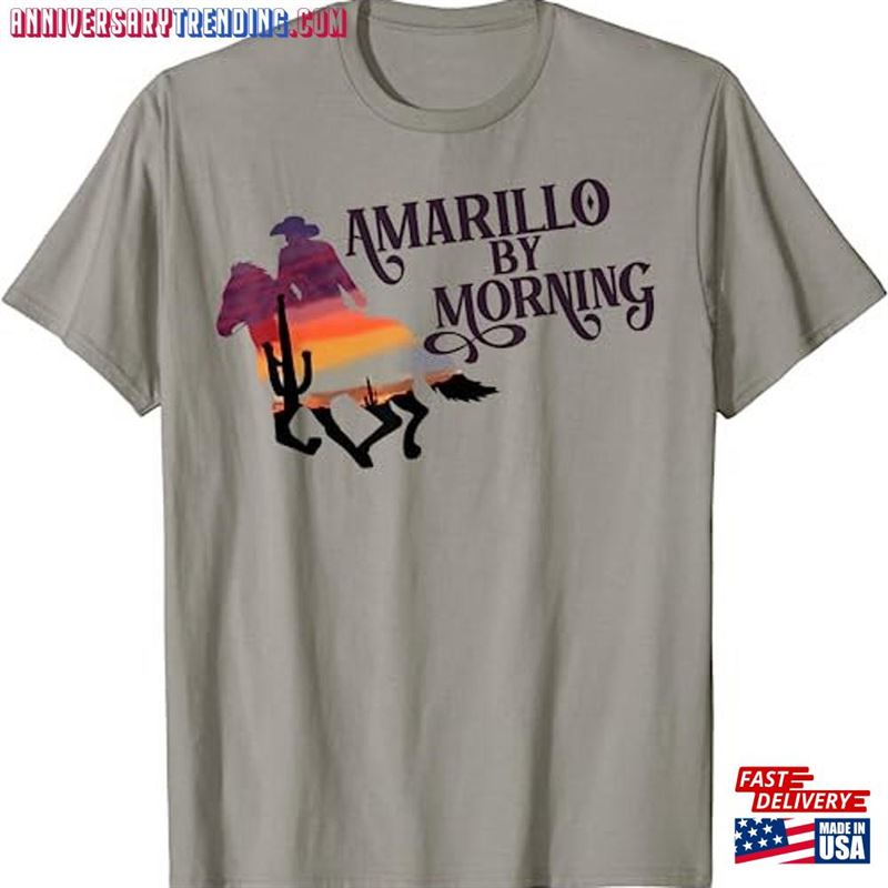 Retro Sunset Cowboy Amarillo By Morning Western Country T-Shirt Sweatshirt Hoodie – Bipubunny Store