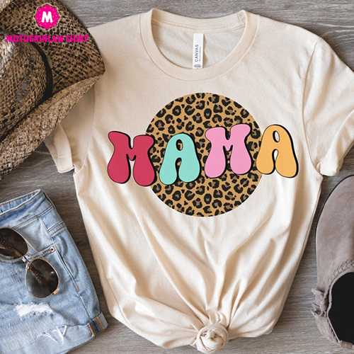 Retro Vintage Mama Shirt, Leopard Mama Shirt, Motherhood Shirt, Cute Mom Shirt,Mothers Day Gift, Mama T-shirt,Mom Life Shirt,Girl Mama Shirt