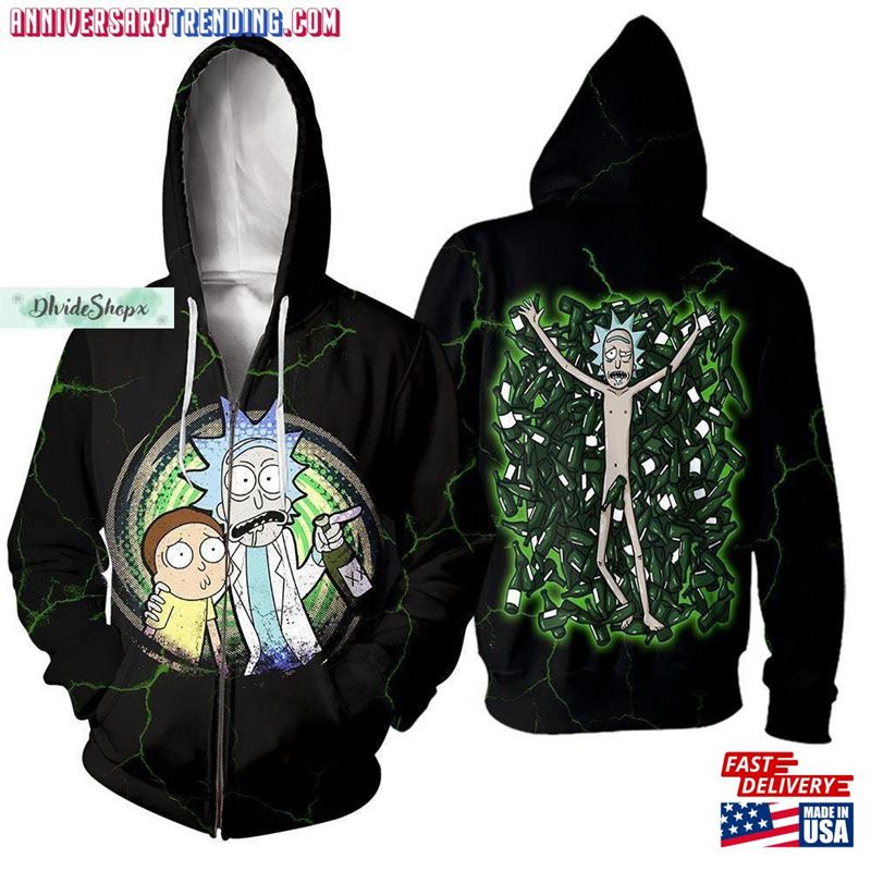 Rick And Morty Shirt 3D Hoodies Zip T-Shirt Hoodie -Bipubunny Store