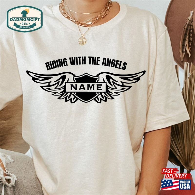 Riding With The Angels Biker Memorial Custom T-Shirt Unisex Sweatshirt