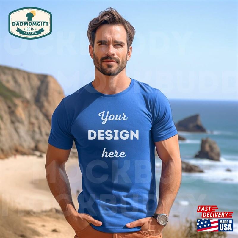 Royal Blue Gildan 5000 Mockup Mens T-Shirt Mock Up Male Unisex