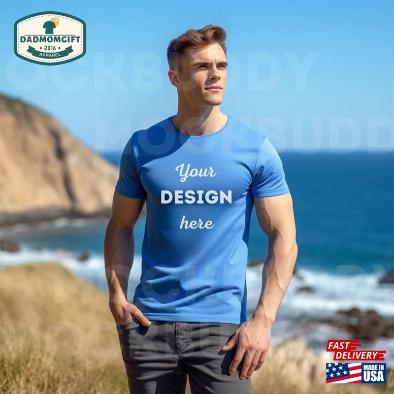 Sapphire Gildan 5000 Mockup Mens T-Shirt Mock Up Male Sweatshirt Classic