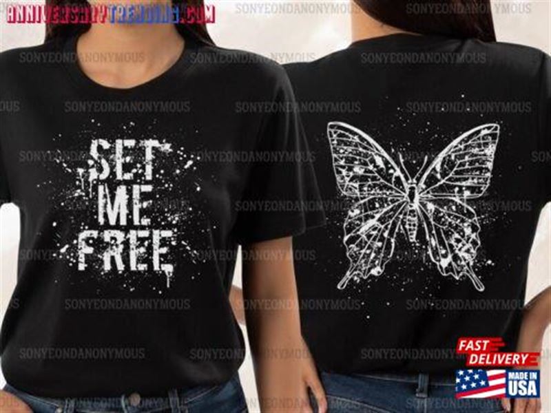 Set Me Free Bts T-Shirt Butterfly Jimin 2 Side S Unisex Classic – Bipubunny Store