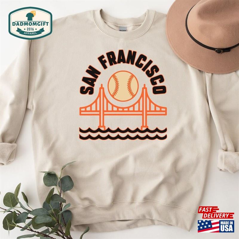 Sf Baseball Sweater San Francisco Crewneck Golden Gate Bridge Hoodie Vintage T-Shirt Sweatshirt