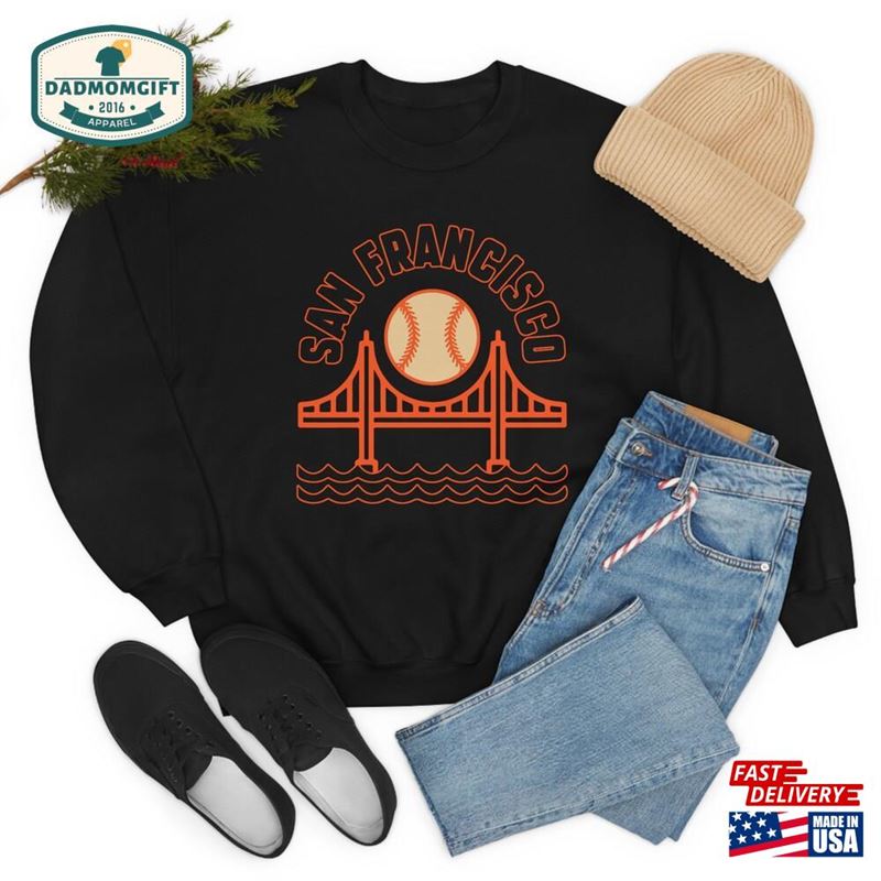 Sf Baseball Sweater San Francisco Crewneck Golden Gate Bridge Hoodie Vintage T-Shirt Sweatshirt