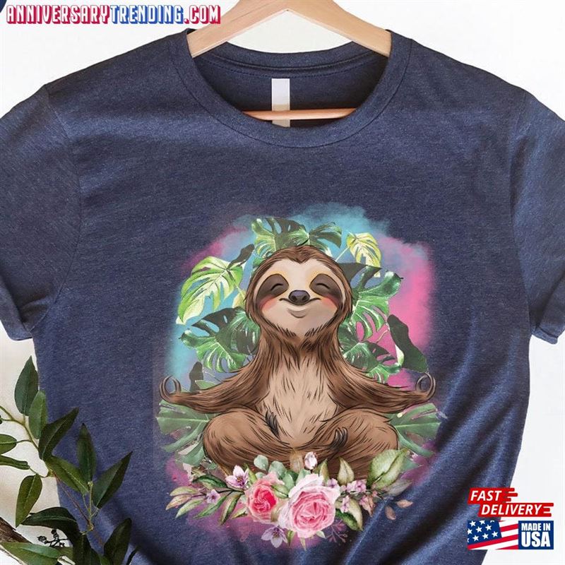 Sloth T-Shirt Cute Shirt For Women Floral Crewneck Sweatshirt Unisex Hoodie – Bipubunny Store