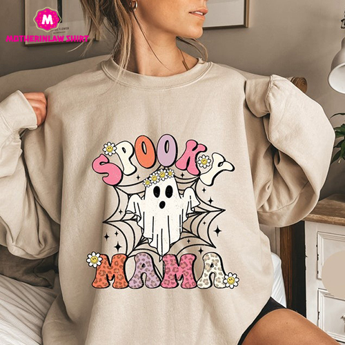 Spooky Mama Shirt, Halloween Spooky Mom T-shirt, Retro Spooky Mama Sweatshirt, Spooky Vibes Hoodie, Halloween Party Tee, Spooky Mother Gift