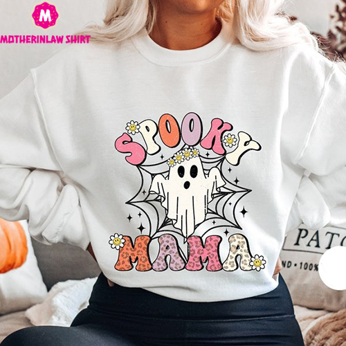 Spooky Mama Shirt, Halloween Spooky Mom T-shirt, Retro Spooky Mama Sweatshirt, Spooky Vibes Hoodie, Halloween Party Tee, Spooky Mother Gift